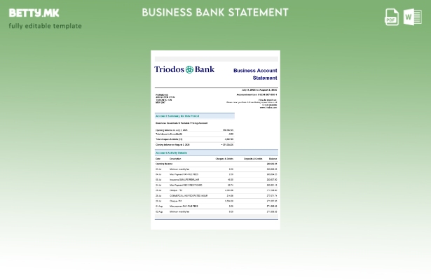 модерен стил Извод од деловна фирма на Triodos Bank Шаблон за формат Word и PDF